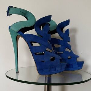 Giuseppe Zanotti Blue and Green Strappy Heels